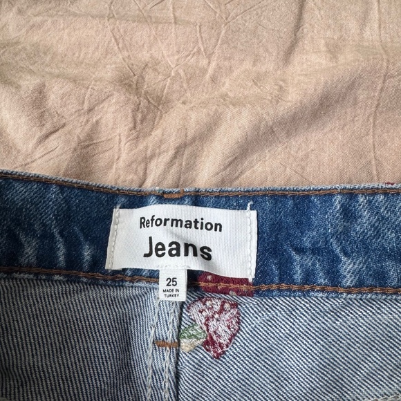 Reformation straight leg jeans with mushroom embroidery - Picture 2 of 3